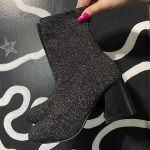Sparkly black and silver sock boots !!